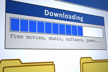 Computer generated image of a downloading window.