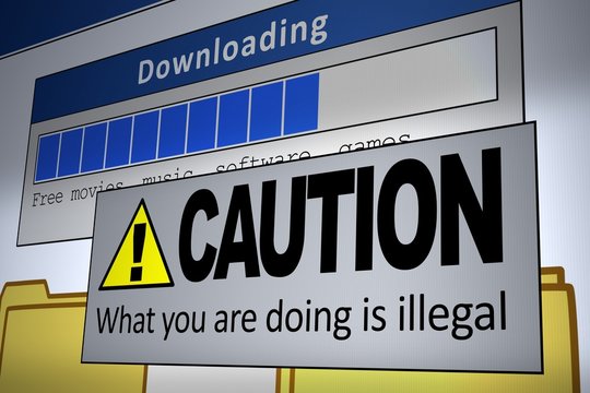 Computer generated image of an illegal download alert.