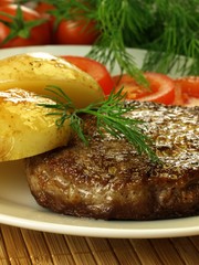 Cutlet with vegetables,close up