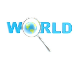 Word "world" under the magnifier