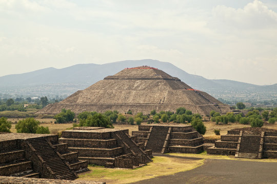 Teotihuacan. Ruined pyramid temples are now a major archaeologic