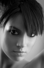 Fototapeta premium Woman silhouette portrait in Black & White