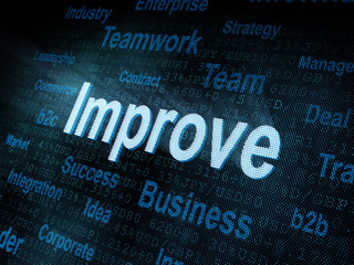 Obraz premium Pixeled word Improve on digital screen