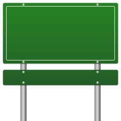 Blank Green Traffic Information Sign Isolate on White Background