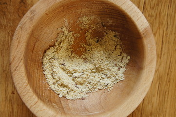 farine dans un mortier