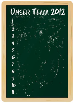 Fu&szlig;ball: Tafel mit Mannschaftsaufstellung, freier Textraum