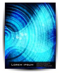 Vector blue and  black circle vector card and abstract water