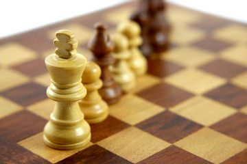 Wooden chess game - obrazy, fototapety, plakaty