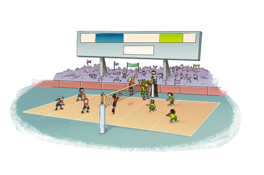Partido de voleibol femenino