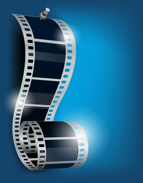 Film reel on blue backgorund