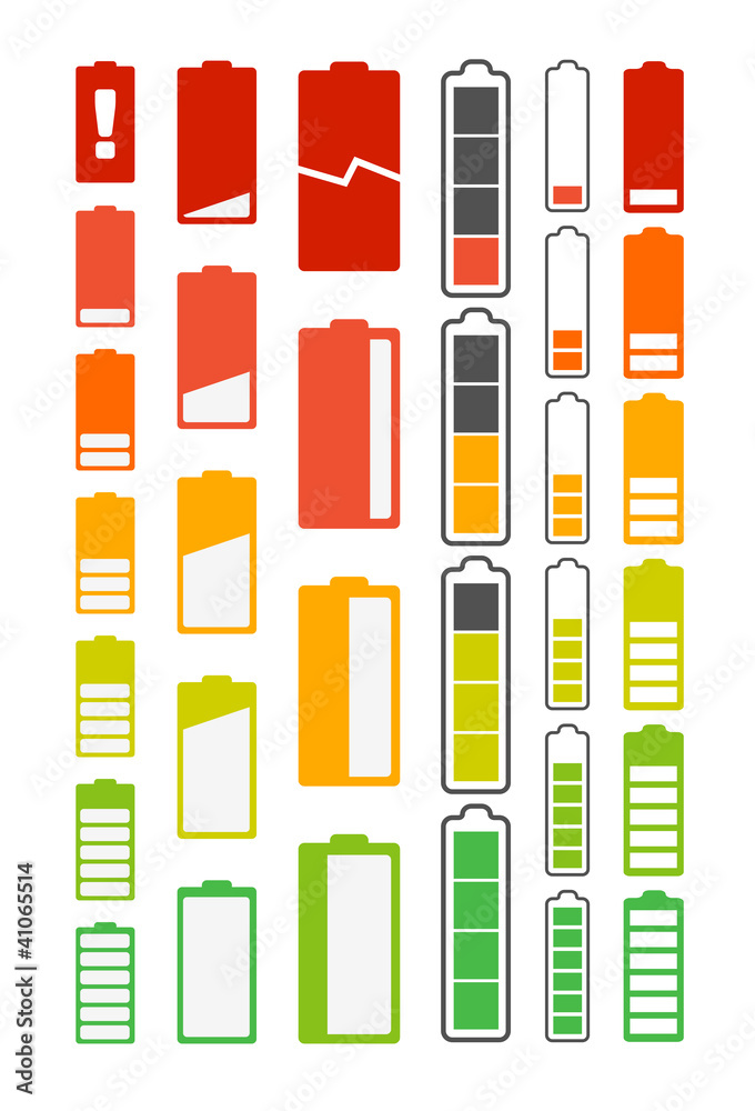 Poster different battery indicators collection
