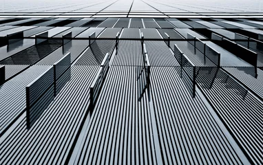 Afwasbaar Fotobehang Metaal Abstracte weergave van een metalen gebouw