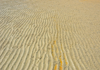 Beach wet sand ripple pattern background.