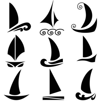 Set of vector silhouettes of ships