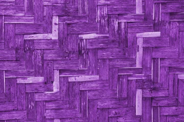 Papier Peint photo Lavable Zigzag Mur en osier de bambou violet