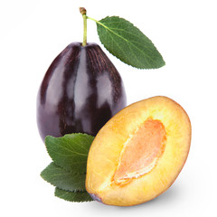 Plums isolated