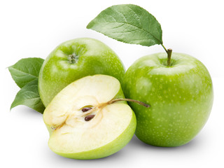 Green apples isolated on white