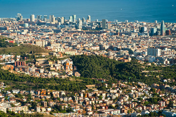 Obraz na płótnie Canvas View of barcelona from Tibidano, Barcelona, Spain.
