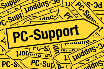 Pfeilschild Collage gelb PC SUPPORT
