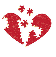 Jigsaw puzzle heart vector illustration background