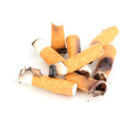 Cigarette butts isolateed on white