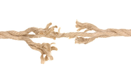 Fototapeta premium Breaking rope isolated on white