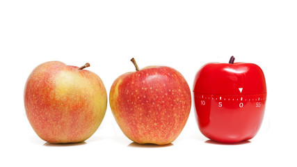 Gesunde Ernährung -Uhr und Apfel