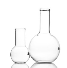 Two empty flasks with reflection isolated on white