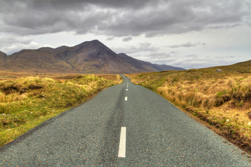 Irish road with mountain view