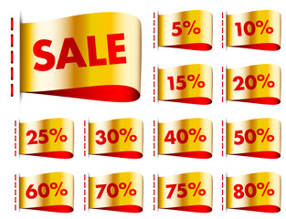 Stitching Label Sale Percent Gold/Red