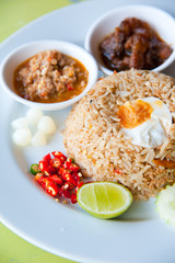 Thailand food : fried rice with chili dip, pork and salt egg