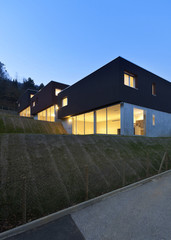 view of the beautiful modern houses, outdoor by night