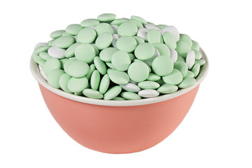 Candy in a pink bowl