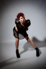 Cute female dressed in black