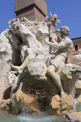 Fontaine des Quatre-Fleuves, place Navone à Rome - Italie
