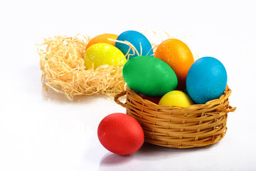 Fototapeta na wymiar Many colored eggs for Easter holiday