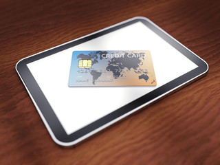 Generic tablet and credit card ,safe mobile shopping