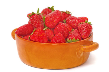 fresh strawberries on plate close up isolated