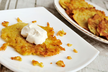 Ukrainian national dish - potato pancakes