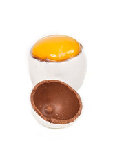 White egg with yellow yolk