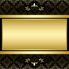 golden vector frame on black vintage pattern