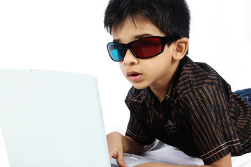 Indian Boy Watching a 3d Movie