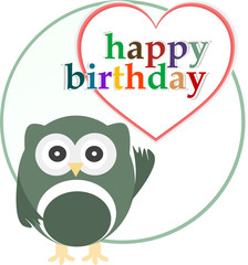 vector happy birthday party card with cute owl