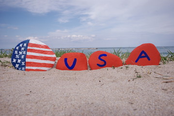 USA, United States of America on the sand