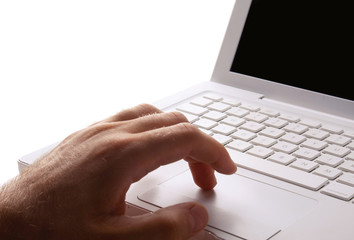 Male hands typing