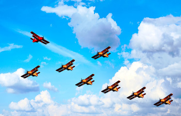 Airplanes, blue  sky, abstract - in opposition