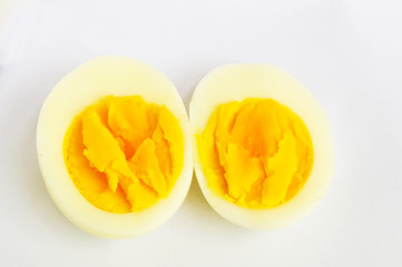 Shell boiled egg isolated on white background