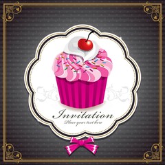 Cute cupcake with vintage design