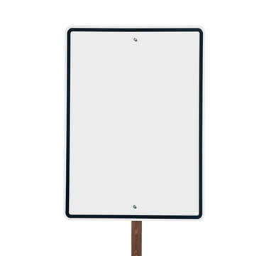 Blank white vertical road sign isolated.