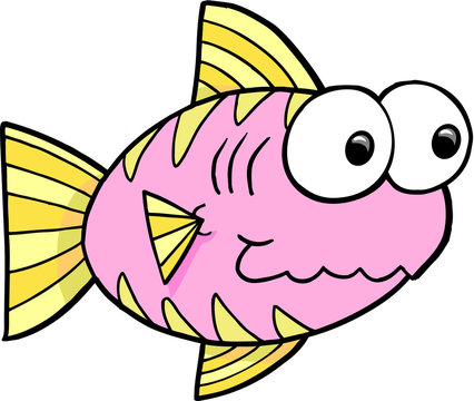 Goofy Pink Fish Illustration